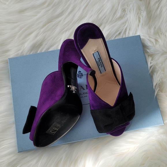 NEW Prada Purple Suede Heels with Bow Sz 6 - Picture 8 of 12